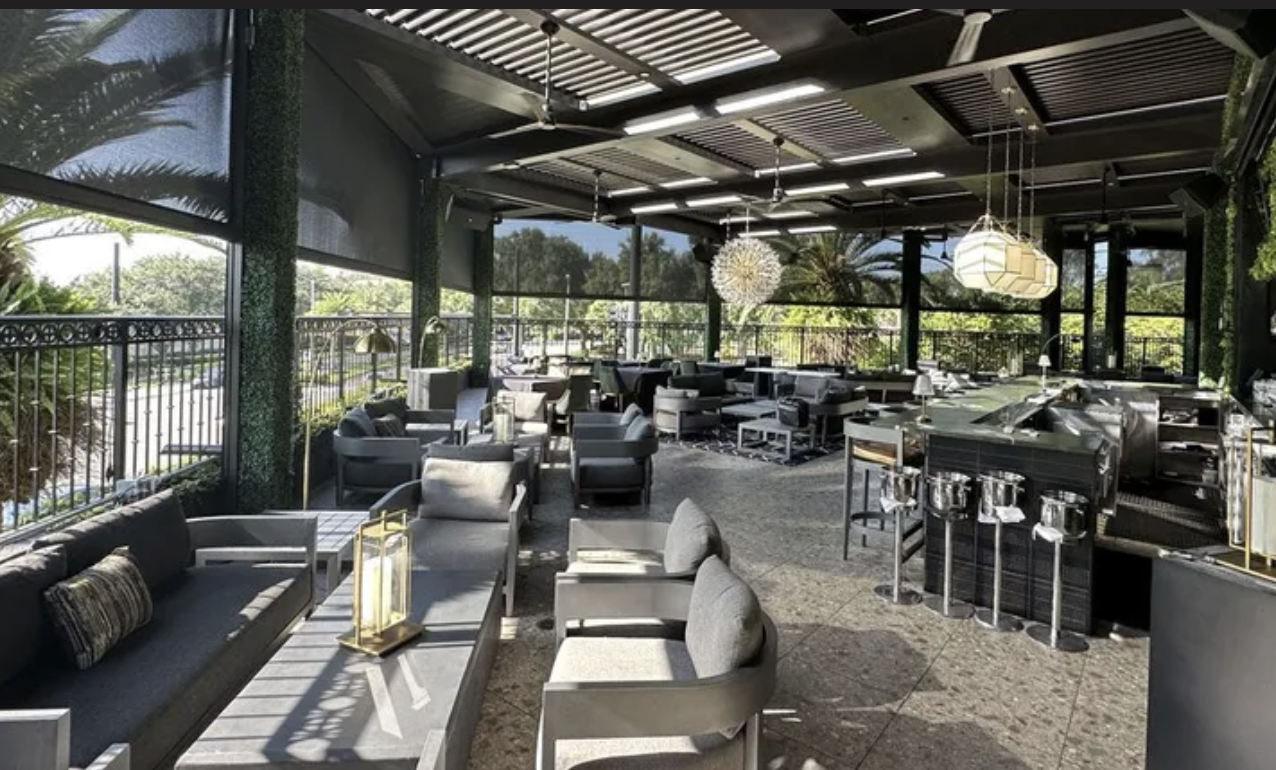 Smart shades in restaurant