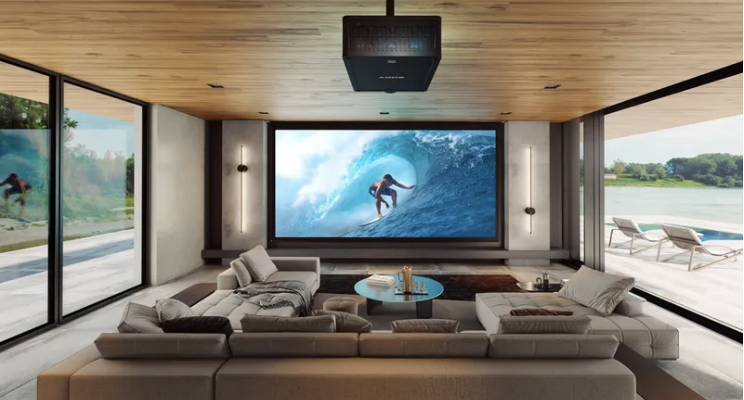 Sony projector living room setup